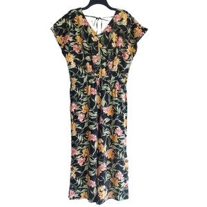 Kensie Jeans Floral Tropical Linen Blend Jumpsuit - Size Small